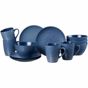 12-teiliges Frühstücks-Set Kitwe von Ritzenhoff & Breker in Blau mit Tassen, Tellern und Schalen.