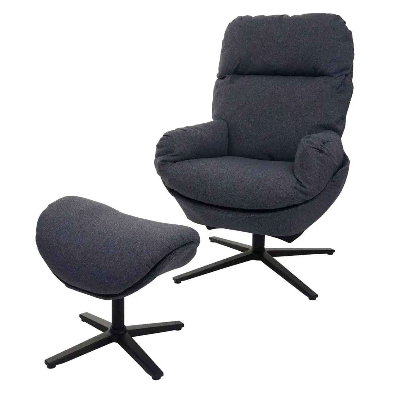 MCW Relaxsessel mit Hocker L12 Drehbar Dunkelgrau