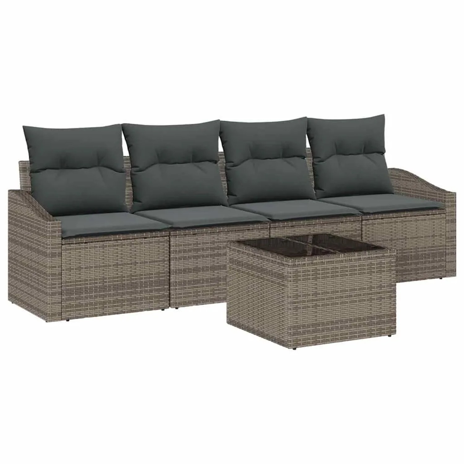 vidaXL Sofa Set mit Kissen 5-Tlg Grau Poly-Rattan 3346589 günstig online kaufen