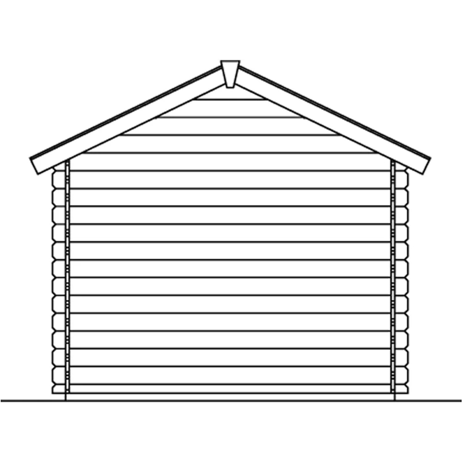 Illustration: Skan Holz Gartenhaus Porto 2, 250x250 cm, Seitenansicht. Holz-Gartenhaus mit Satteldach.