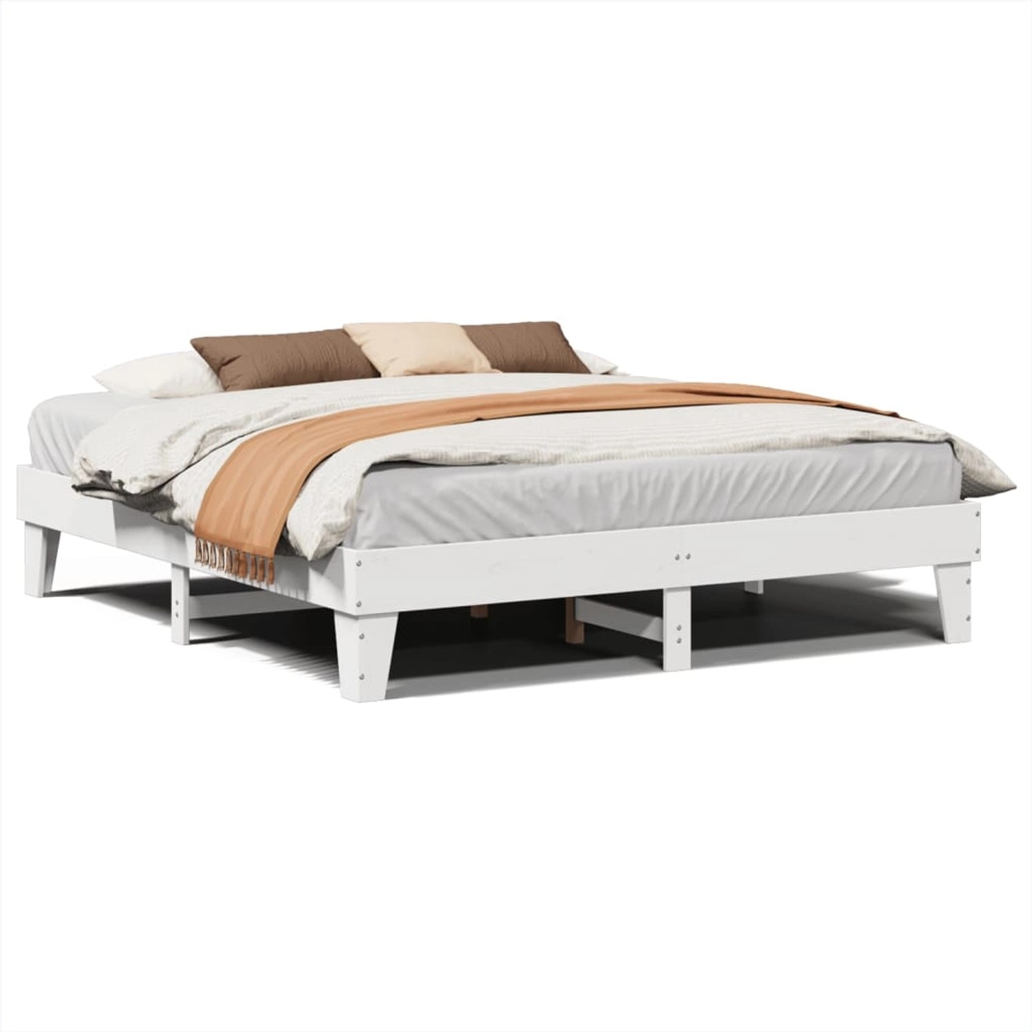 vidaXL Massivholzbett ohne Matratze Weiß 200x200 cm Kiefernholz 855344 günstig online kaufen