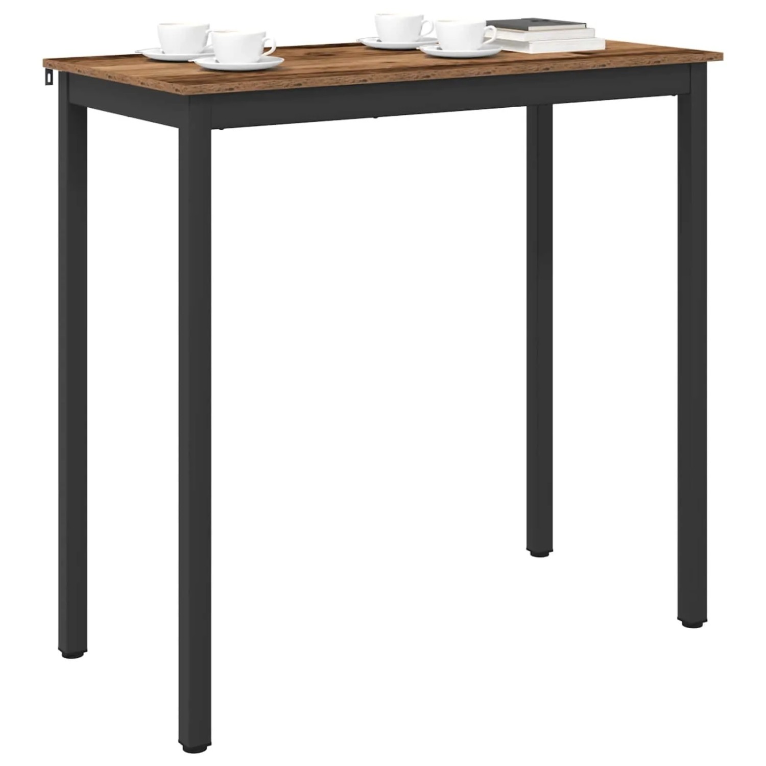Moderner rechteckiger Esstisch für Küche/Esszimmer, Holzoptik-Platte, schwarze Metallbeine.