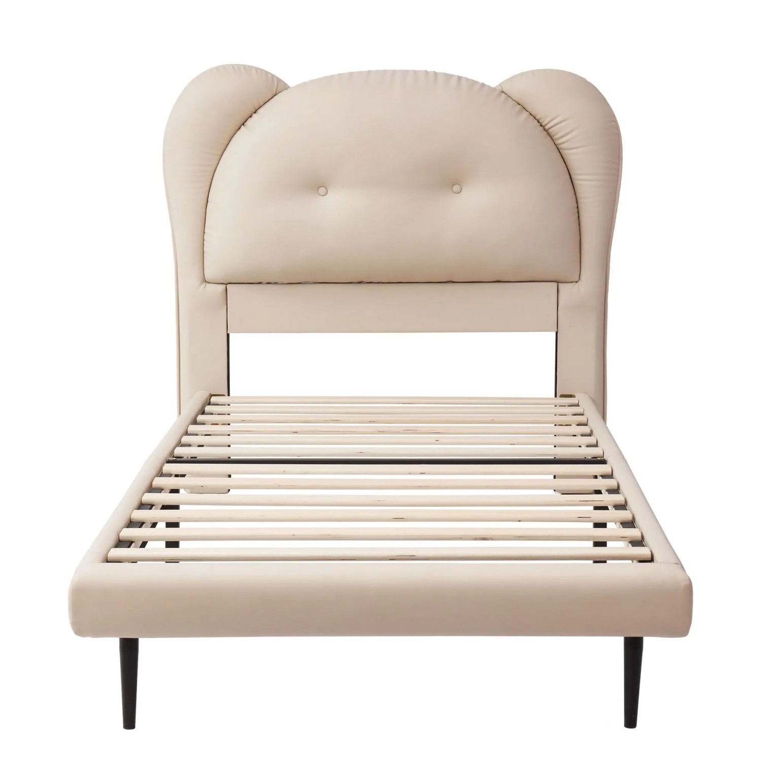 okwish Kinderbett 90x200cm mit Tierkopfteil Kinderzimmer Beige ohne Matratze