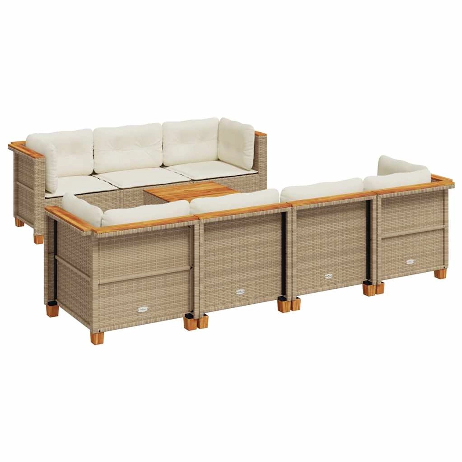 vidaXL 8-Tlg Garten-Sofagarnitur mit Kissen Beige Poly Rattan 3261751 günstig online kaufen