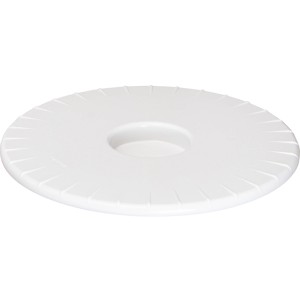 Weißer, runder Wagner Pflanzenroller Ultraflat Ø 30 cm aus Kunststoff mit drei Rollen.