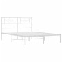 Weißes Metall Bettgestell 140x190 cm mit Kopfteil für Schlafzimmer.