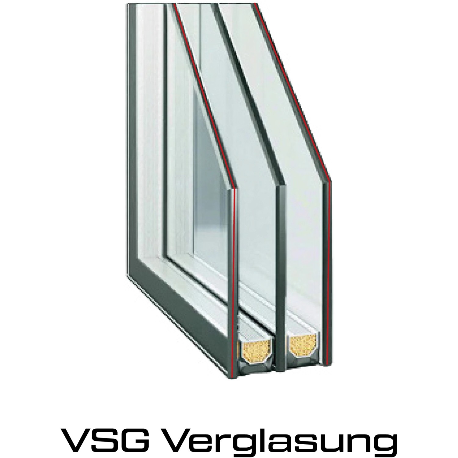 Detailaufnahme der 3-fach VSG-Verglasung der weißen Haustür ThermoSpace Prime Palermo.