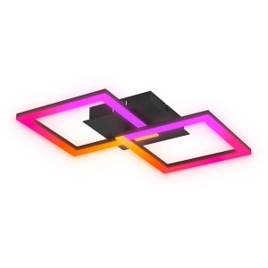 Moderne Eglo LED Deckenleuchte RGBIC, 2-flammig, mit Farbwechsel und Fernbedienung für stimmungsvolle Beleuchtung.