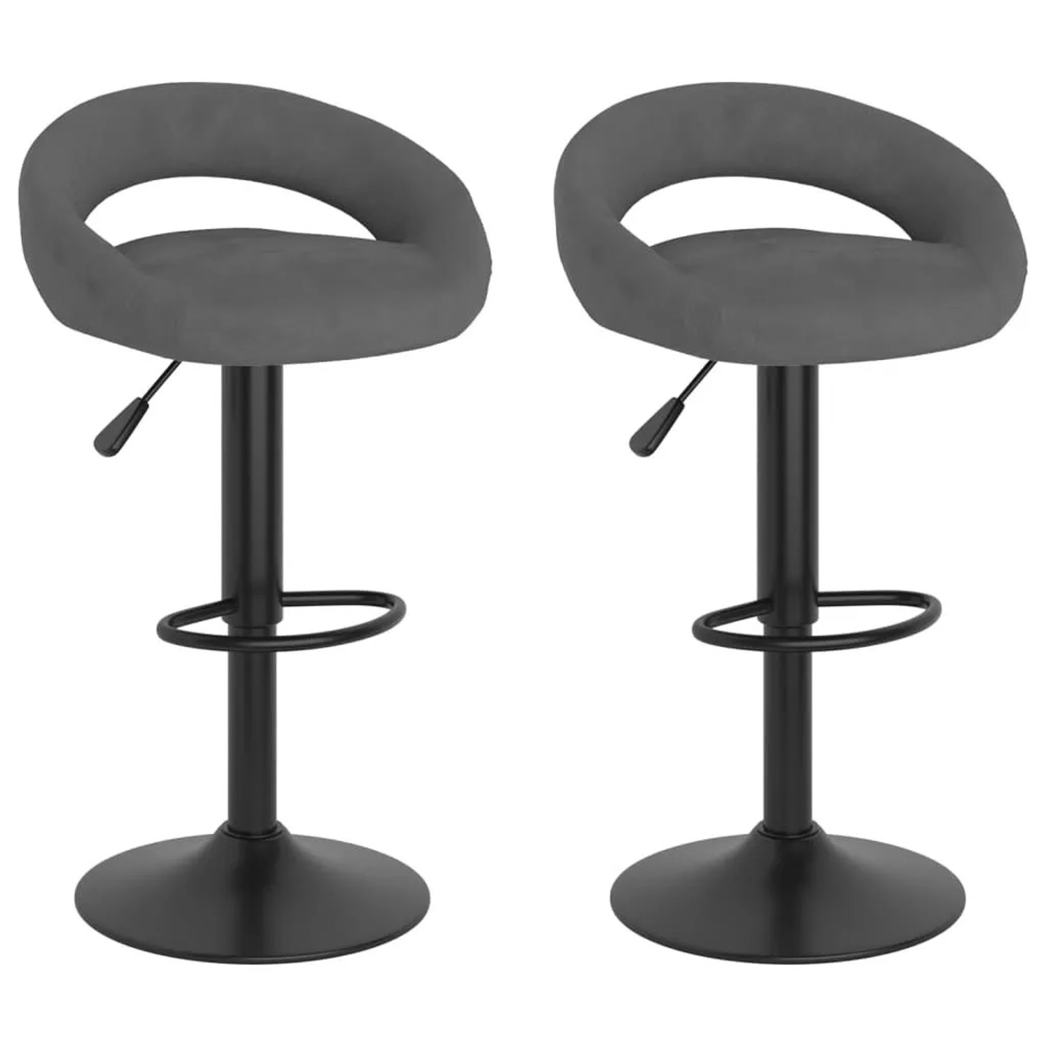 DELUKE Barhocker KALSII Höhenverstellbar 2er Set Dunkelgrau Samt Barstühle Drehbar Küchenhocker Thekenhocker Für Küche Hausbar
