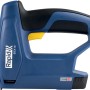 Rapid Akku-Tacker BTX10: Blauer Tacker mit gelbem Auslöser für Klammern von 4-10 mm.