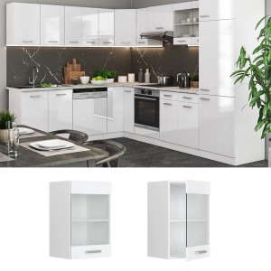Vicco Küchenglasschrank R-Line, Hängeschrank in Weiß Hochglanz, 40 cm breit.