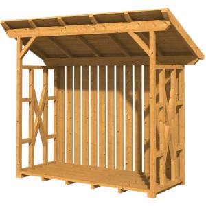 Skan Holz Holzunterstand Lars 2 aus Douglasie, naturbelassen, für ca. 4 m³ Kaminholz.