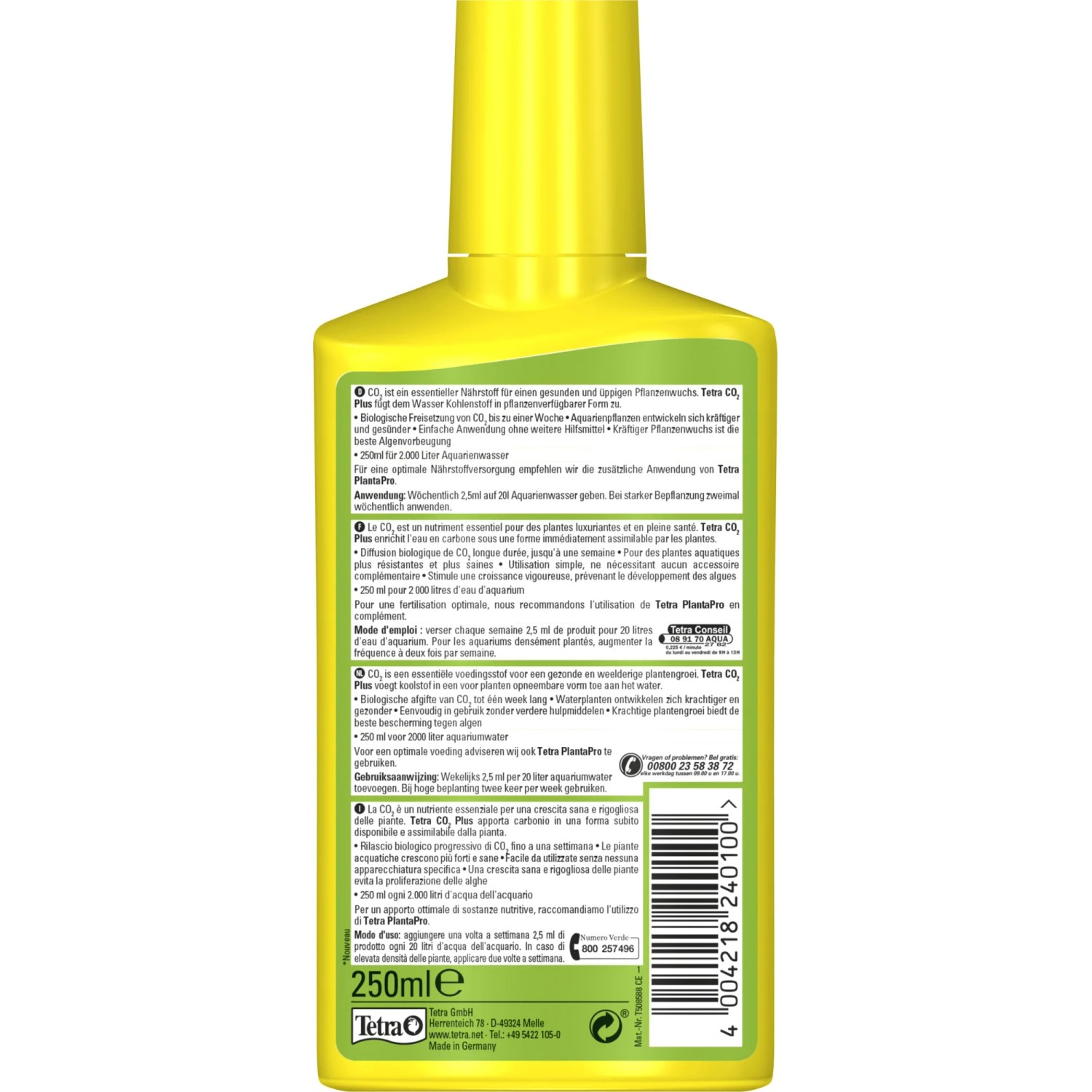 Tetra CO2 Plus 250ml: Pflanzenpflegemittel für gesundes Wachstum im Aquarium.