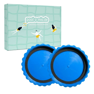 Poolomio Winterverschluss Set für Intex & Bestway Pools, 2 blaue Stopfen mit O-Ringen in Box.