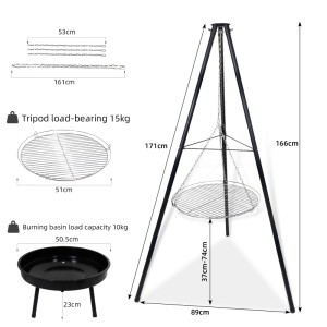 CCLIFE Schwenkgrill 166cm mit Grillrost, drehbar und tragbar. Ideal für Grillabende.