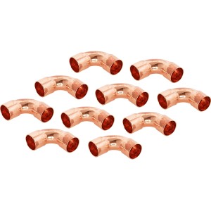 10 Kupfer Löt-Bögen Ø 15mm, 90 Grad Winkel für Kupferrohr Installation.