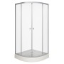Aurlane Runddusche Silver Line, 90x90x200 cm, mit Schiebetüren und silbernem Rahmen.