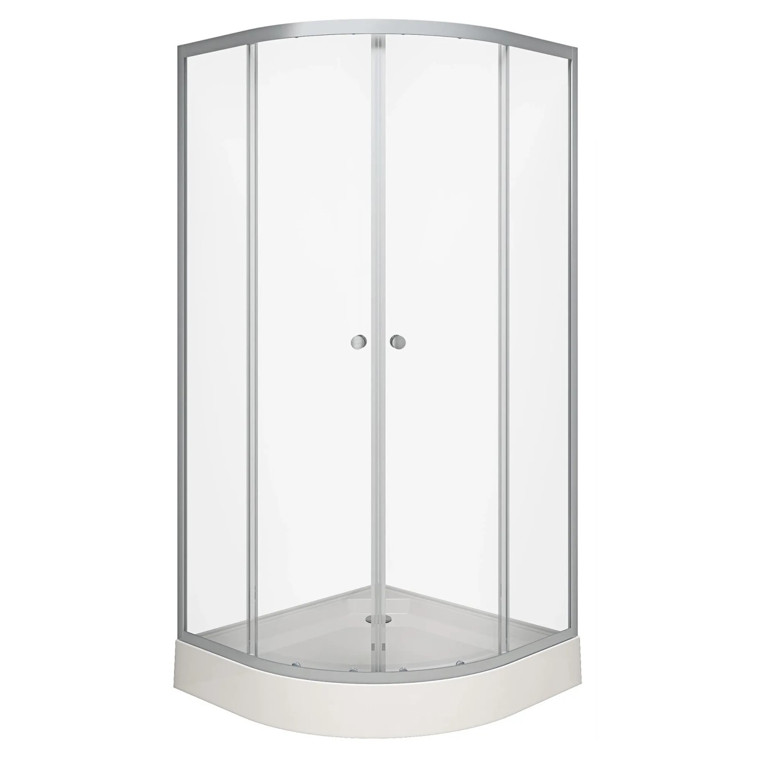 Aurlane Runddusche Silver Line, 90x90x200 cm, mit Schiebetüren und silbernem Rahmen.