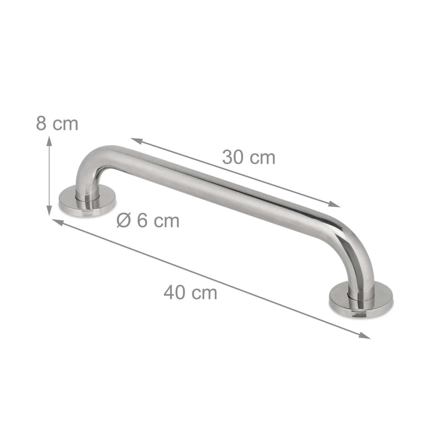 Relaxdays 2er Set Haltegriffe Edelstahl Silber 200 kg 6 cm x 40 cm x 8 cm_4