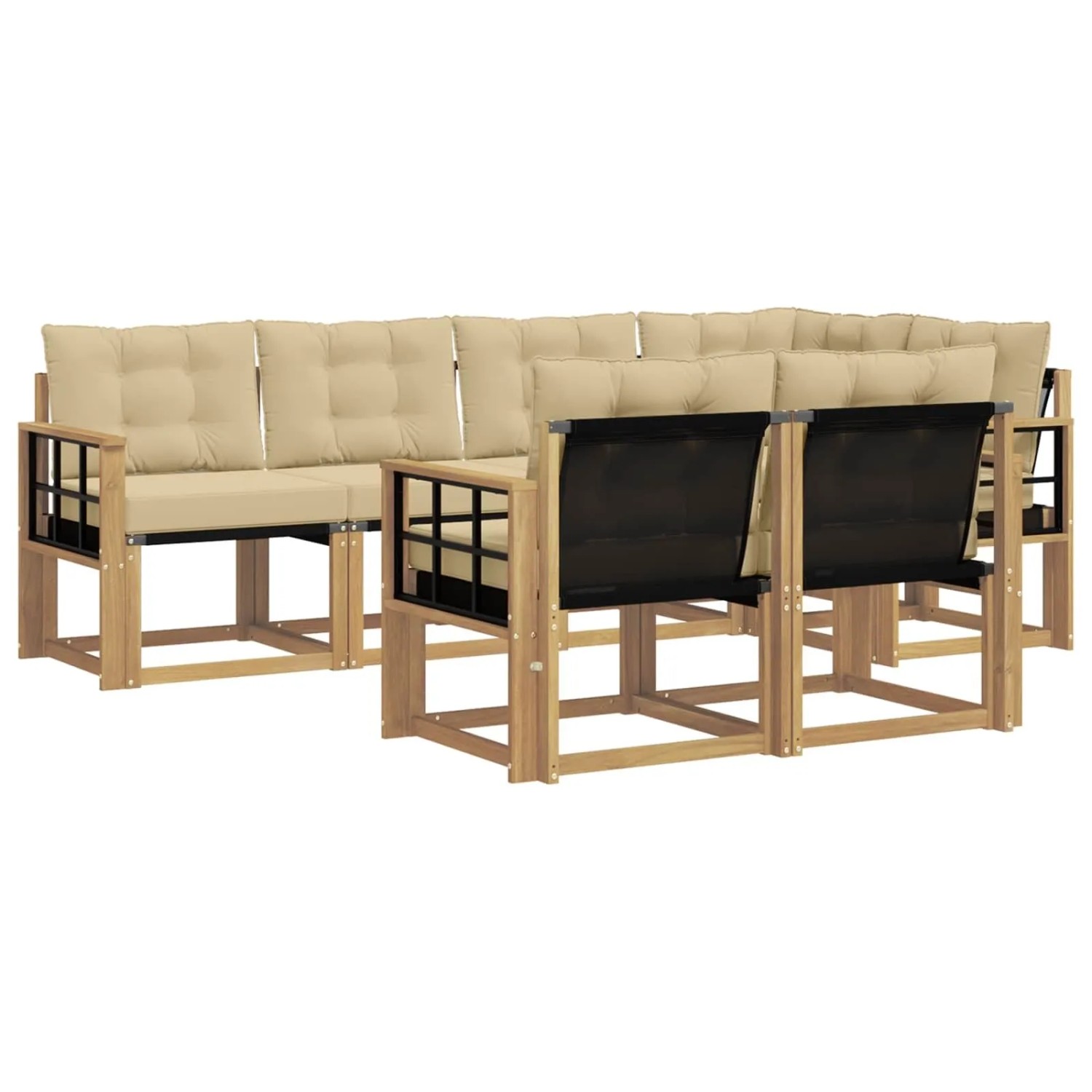 vidaXL Outdoor-Sofagarnitur mit Kissen 7-Tlg Weiß und Beige 3389579
