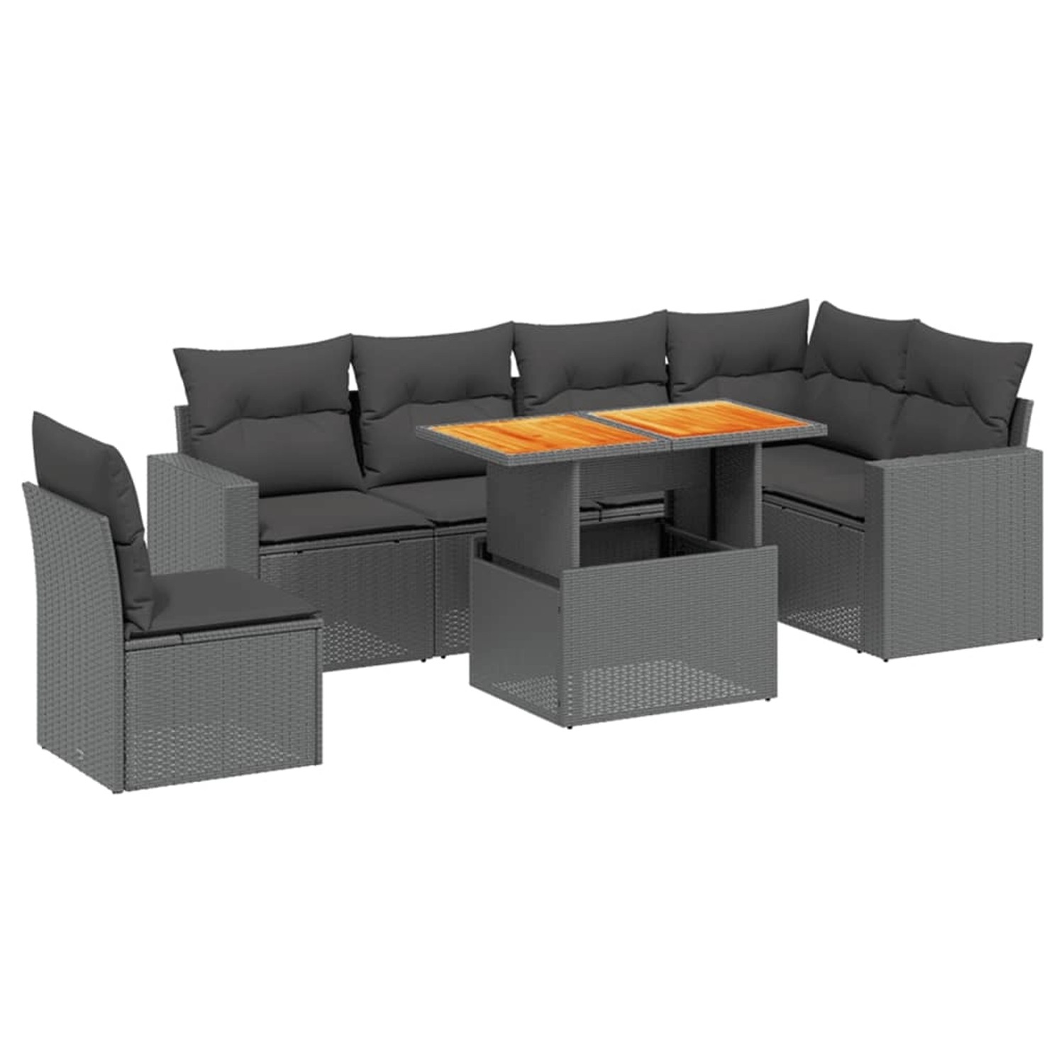 vidaXL 7-Tlg Garten-Sofagarnitur mit Kissen Schwarz Poly Rattan 3271335 günstig online kaufen