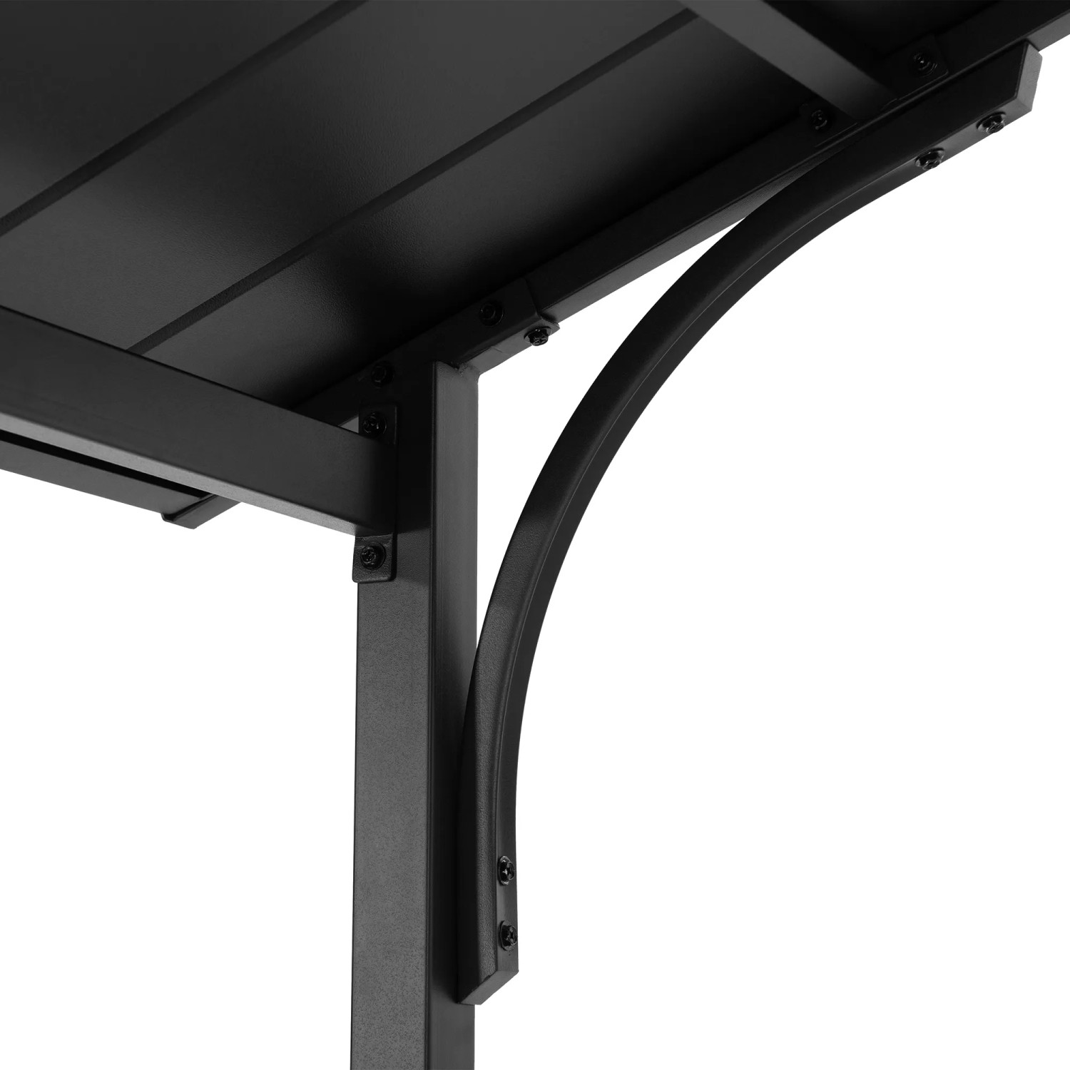 Detailansicht des braunen Sunjoy Stahl-Grill Pavillons Ecrins (153x242cm) mit Stahlrahmen.