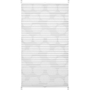 Weißes Gardinia EasyFix Plissee Maja 80x130 cm mit dezentem Punktmuster für Fenster.