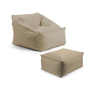 mokebo Gartensessel Sunnyboy mit Pouf, khaki, Outdoor Sitzsack.