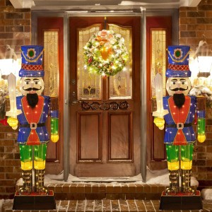 Costway Weihnachten Nussknacker Figur Groß mit Schwert 2er Set 184 cm