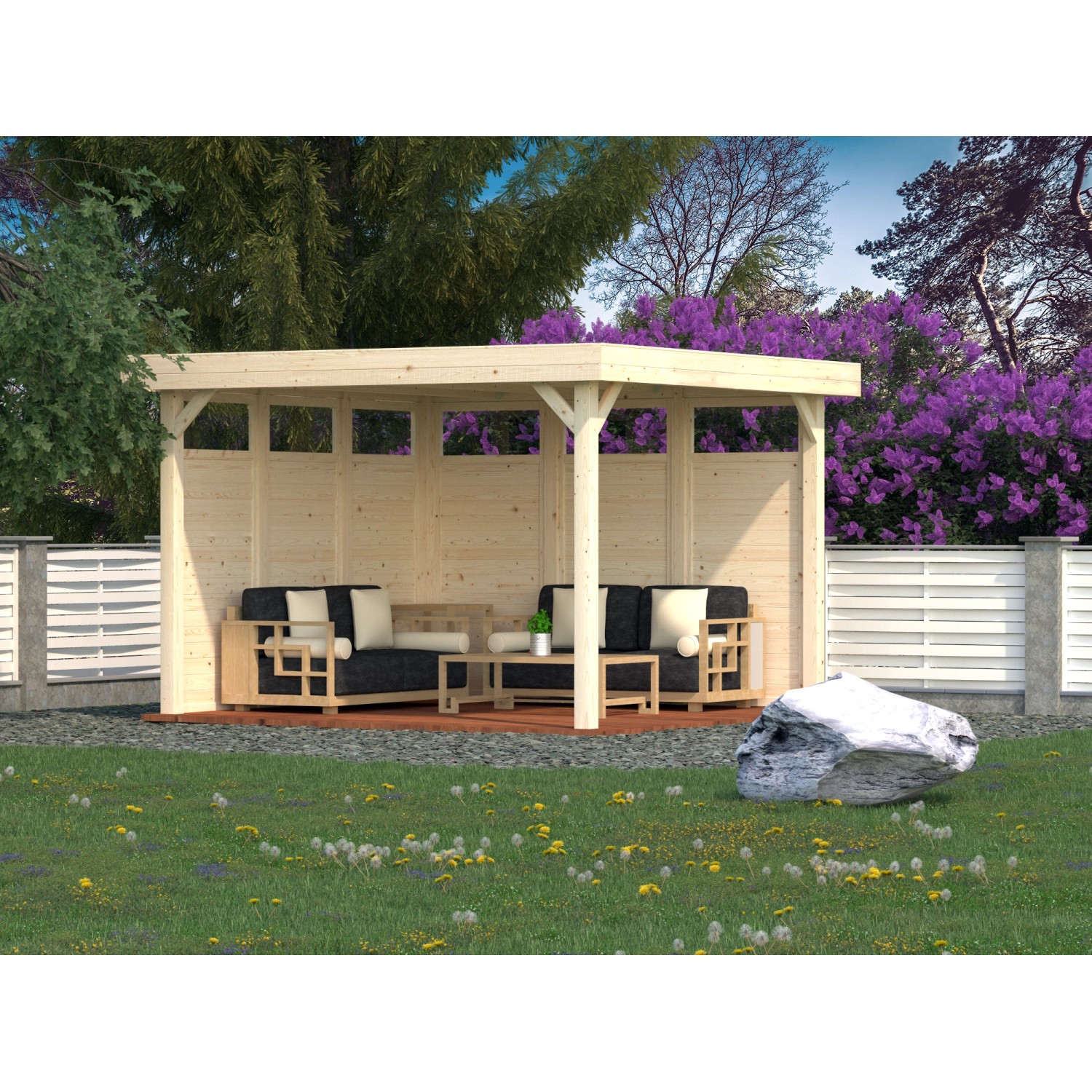 Palmako Holzelement für Holz-Pavillon Lucy Lackiert Weiß FSC® günstig online kaufen