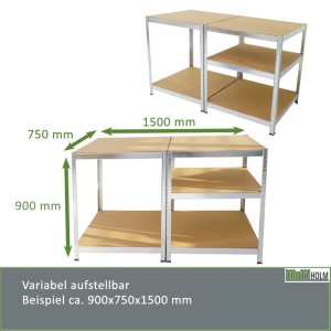 TRUTZHOLM Schwerlastregal 180x75x75cm 875 kg 5 Böden