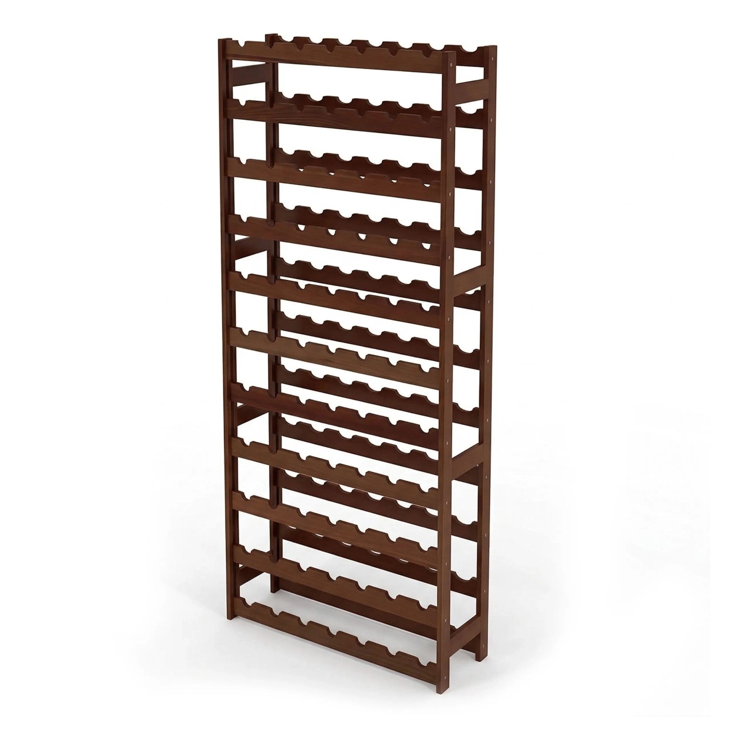 Relaxdays Weinregal Walnussholz Dunkelbraun für 77 Flaschen 166 cm x 72,5 cm x 25 cm