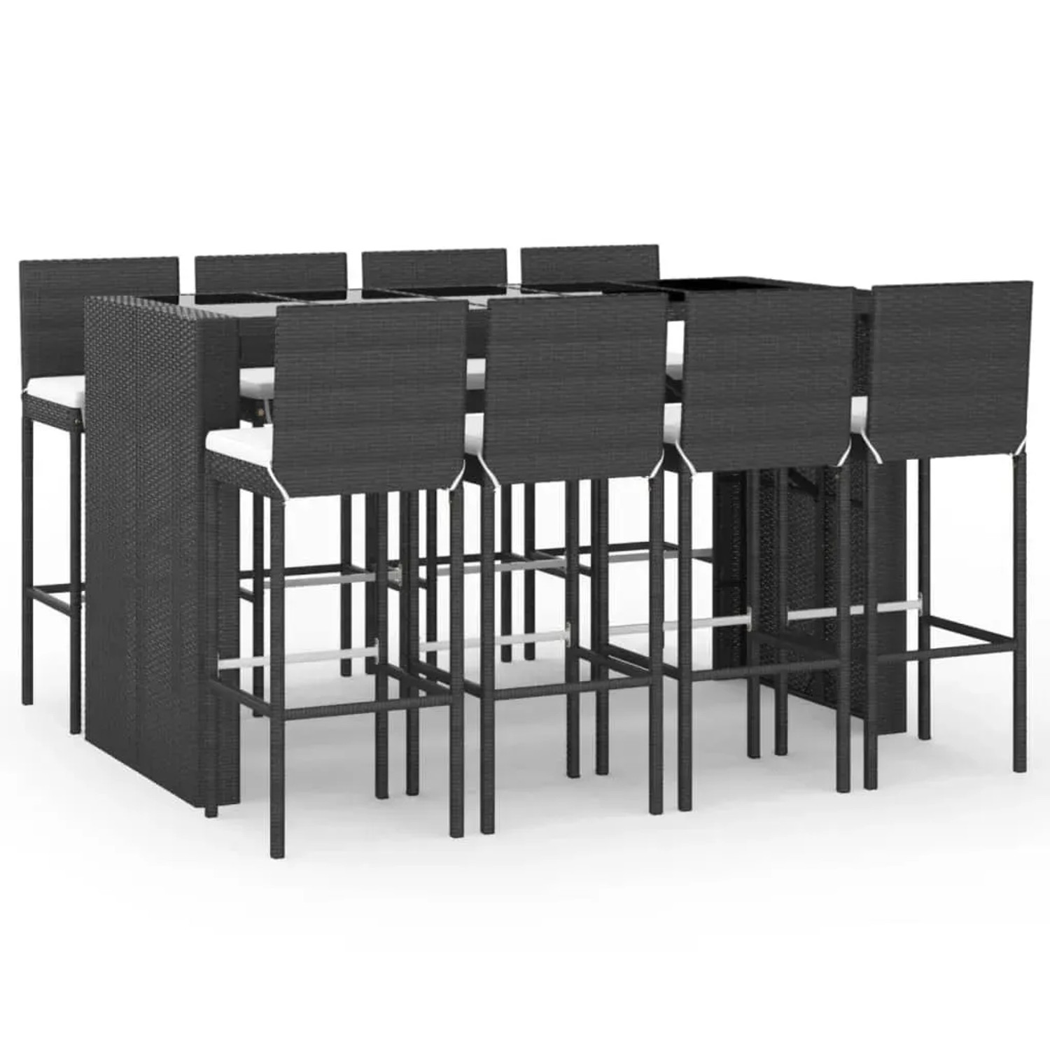 VidaXL 9-Tlg Gartenbar-Set Mit Kissen Schwarz Poly Rattan 3187629