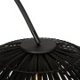 Detailaufnahme der orientalischen Bogenlampe Pua mit schwarzem Bambusschirm.