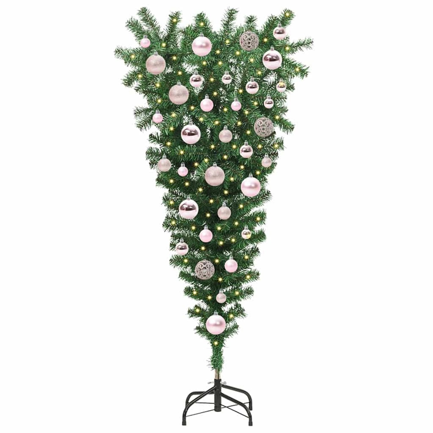 vidaXL Umgedrehter Kunst Weihnachtsbaum mit Kugelset Grün 120 cm PVC 3396844