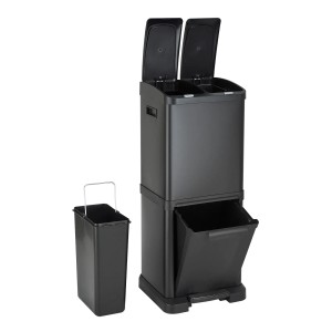 Svita 3xcombo Mülleimer, 32L, schwarz, mit Fächern und herausnehmbarem Inneneimer.