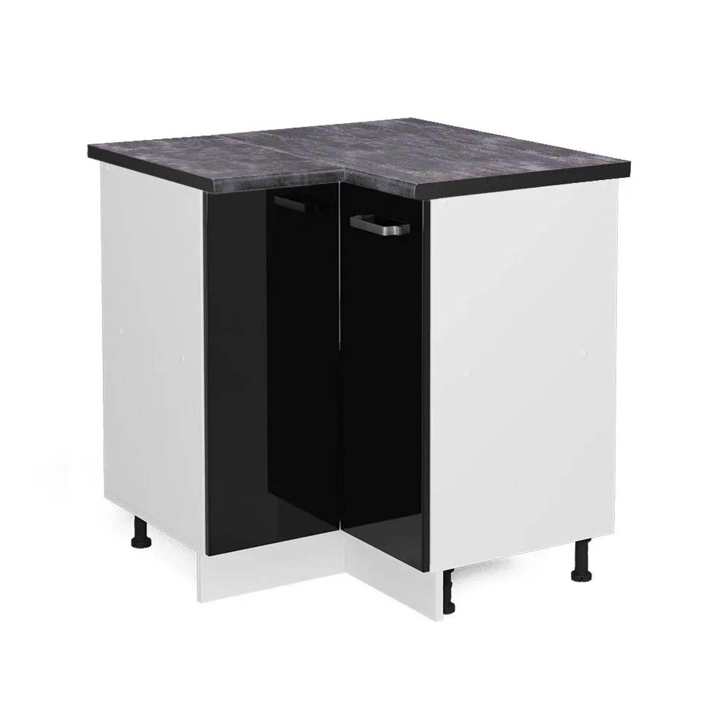 Vicco Eckunterschrank R-Line Schwarz Hochglanz Weiß 76 cm AP Anthrazit