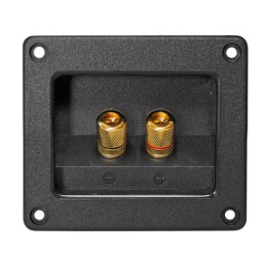 Dynavox Lautsprecher Terminal, eckig, mit vergoldeten Anschlüssen für Kabel und Bananenstecker.