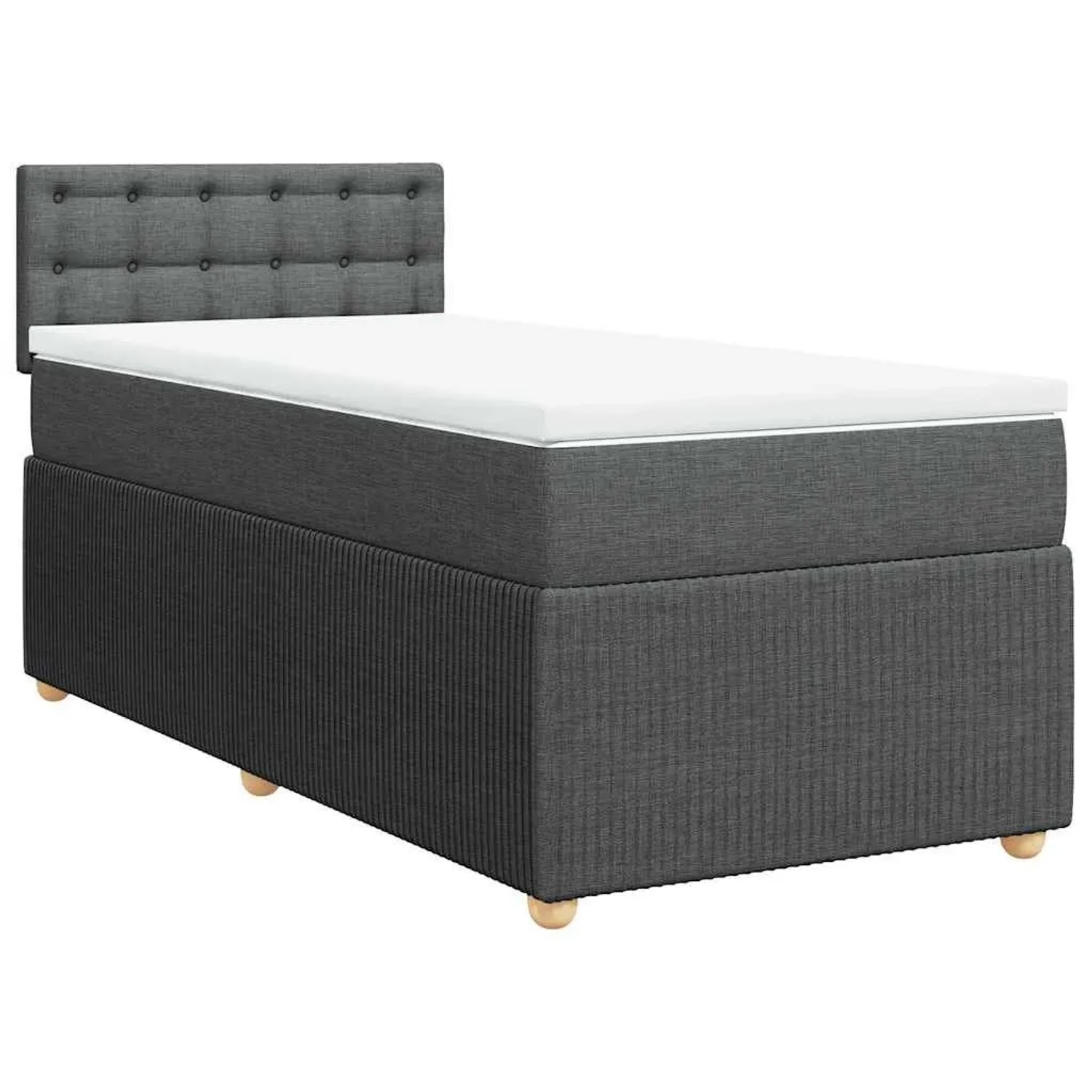 vidaXL Boxspringbett mit Matratze Dunkelgrau 80x200 cm Stoff 3289598