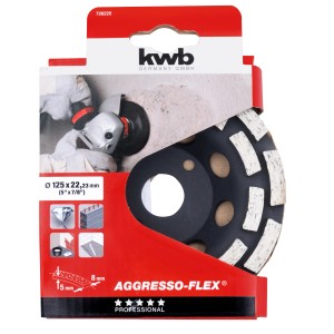 kwb Diamant-Schleifteller Aggreso-Flex, Ø 12,5 cm, für Winkelschleifer. Zum Schleifen von Beton, Estrich, Stein.