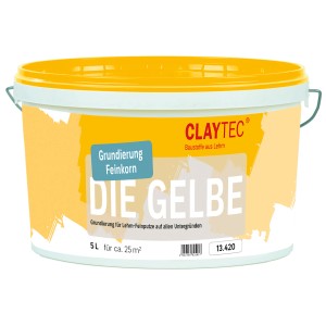 Eimer Claytec Grundierung Die Gelbe fein, 5 l, für Lehmfeinputze. Gelbe Farbe.
