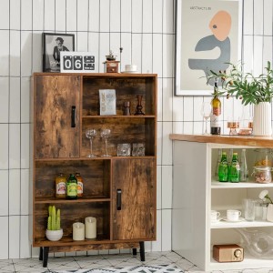 Costway Bücherschrank mit 2 Türen Kaffee 80 x 24 x 120 cm