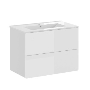 Vicco Badmöbel Set Izan, weiß hochglanz, 2-teilig mit Waschbecken. Badmöbel-Set für mehr Stauraum im Bad.