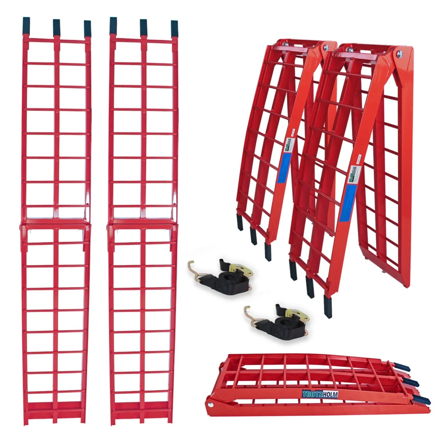 TRUTZHOLM 2x Auffahrrampe Klappbar 180 cm Traglast 680 kg Alu Rot