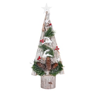 Dekorativer MCW Weihnachtsbaum M16 aus Holz mit Stern, Tannenzapfen und Rentieren für eine festliche Weihnachtsdekoration.