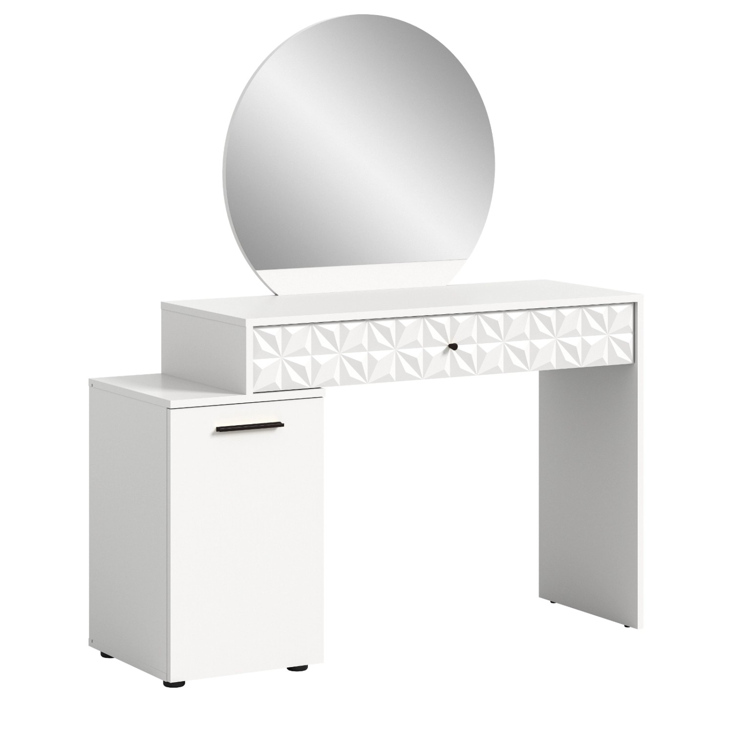 Inn.Furn Schminktisch Weiß Hochglanz 117 cm mit Spiegel Relief günstig online kaufen