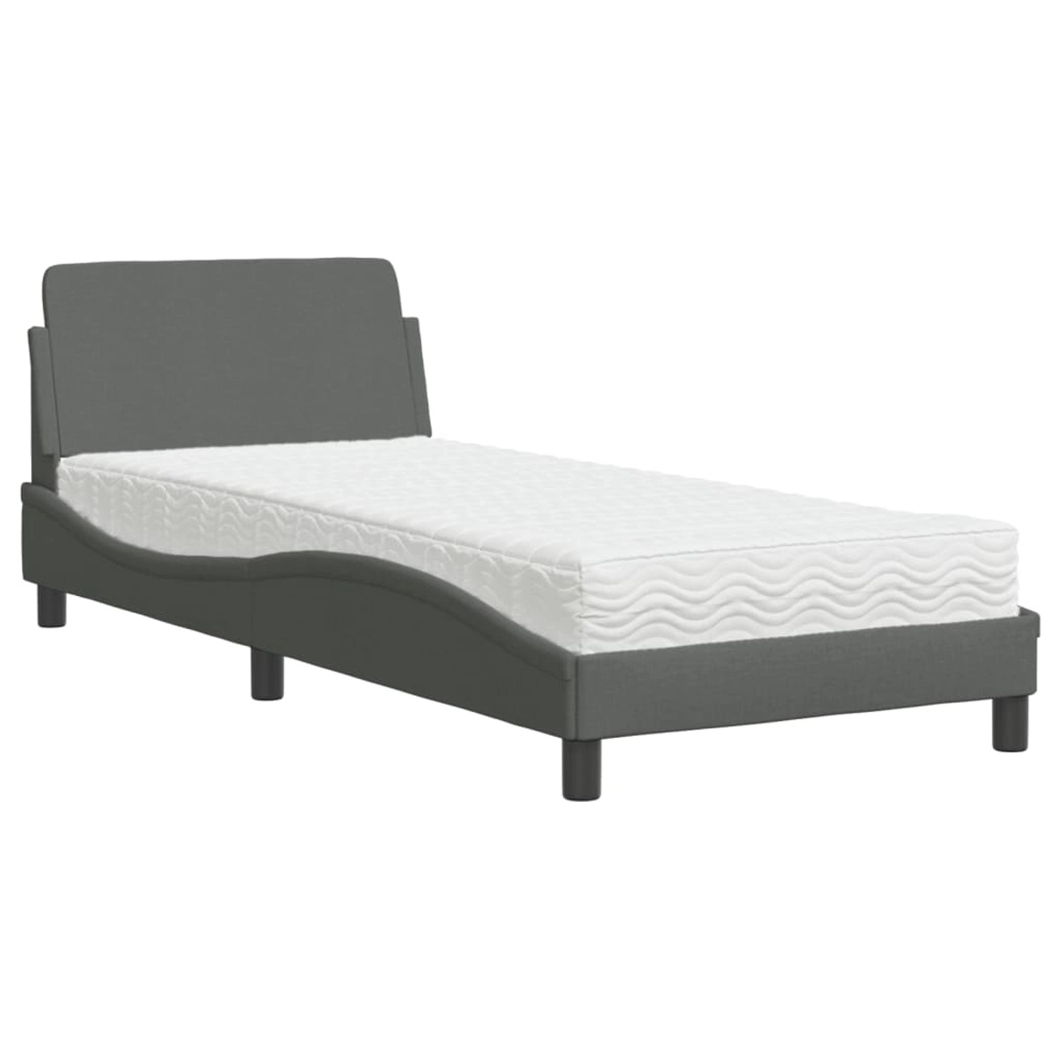 Thumbnail - vidaXL Bett mit Matratze Dunkelgrau 90x200 cm Stoff2008790