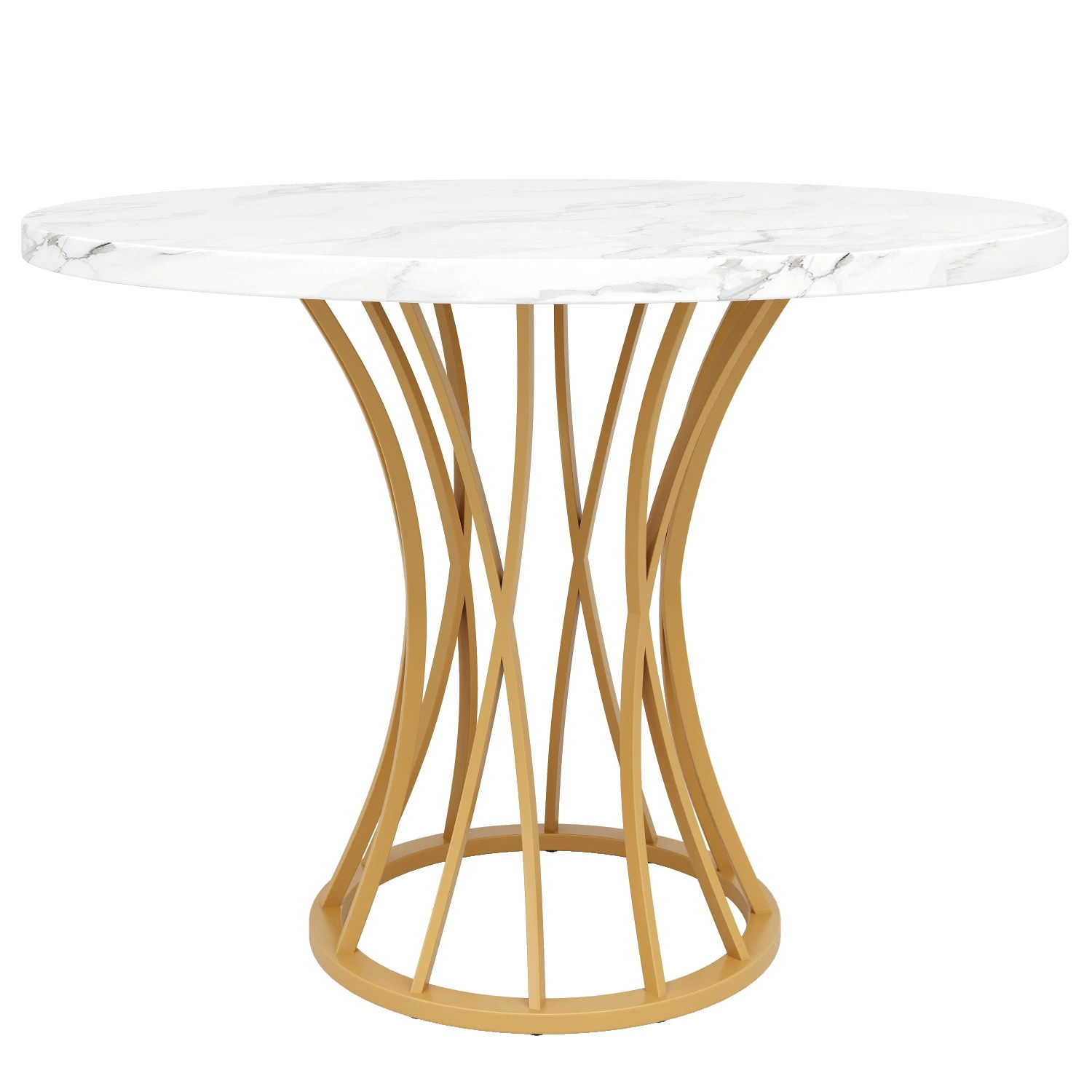 okwish Esstisch Rund Leichter und Luxuriöser für 4-6 Personen 80 × 80 cm Gold