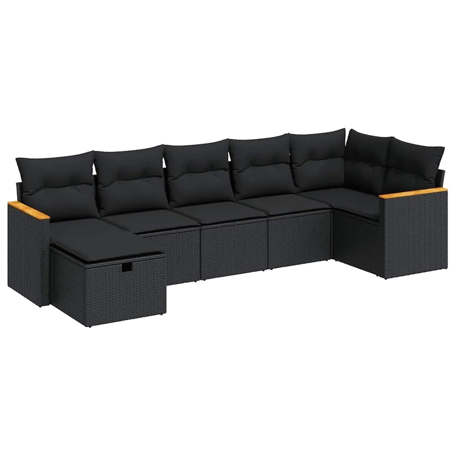Thumbnail - vidaXL 7-Tlg Garten-Sofagarnitur mit Kissen Schwarz Poly Rattan 3325926