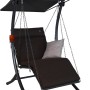 Angerer Hollywoodschaukel Swing Smart Coffee, 1-Sitzer mit Sonnendach und brauner Liegefläche.